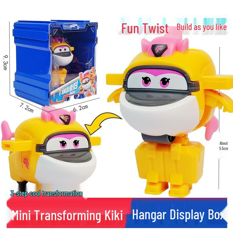 Super Wings 13-Piece Mini Transforming Robot Set: Jett, Big Strong, Jin, and Mighty Little Wing Toys