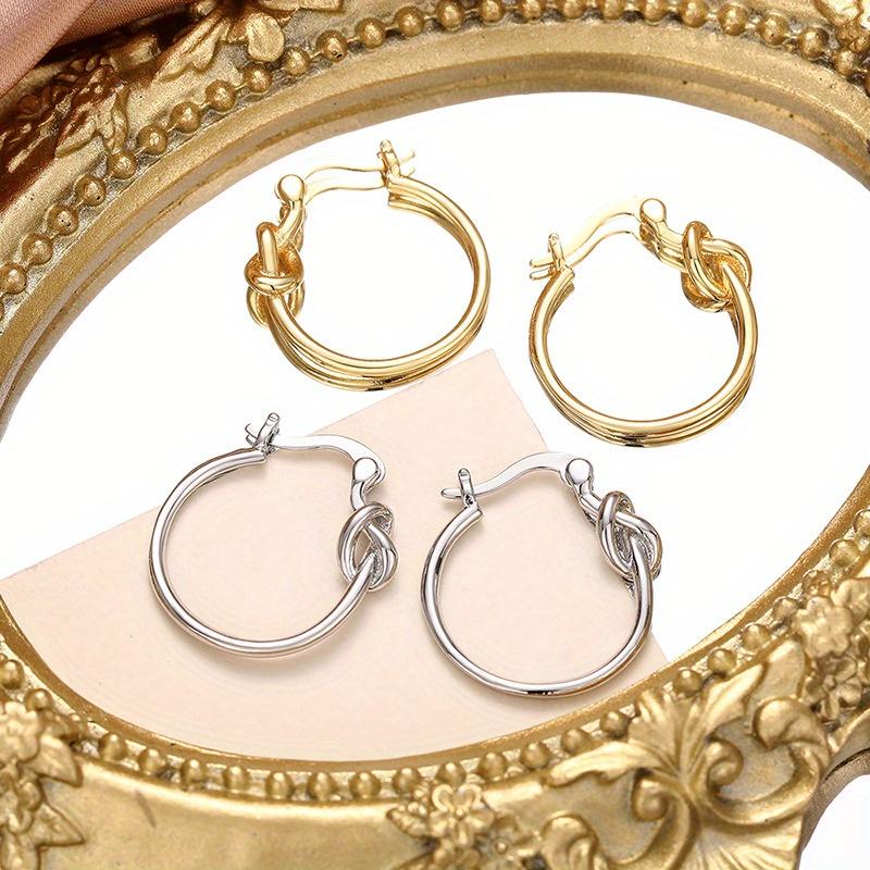 1 Pair of Knot Earrings, Matte Metal Texture, Knotted Round Earrings, High-end and Elegant Earrings