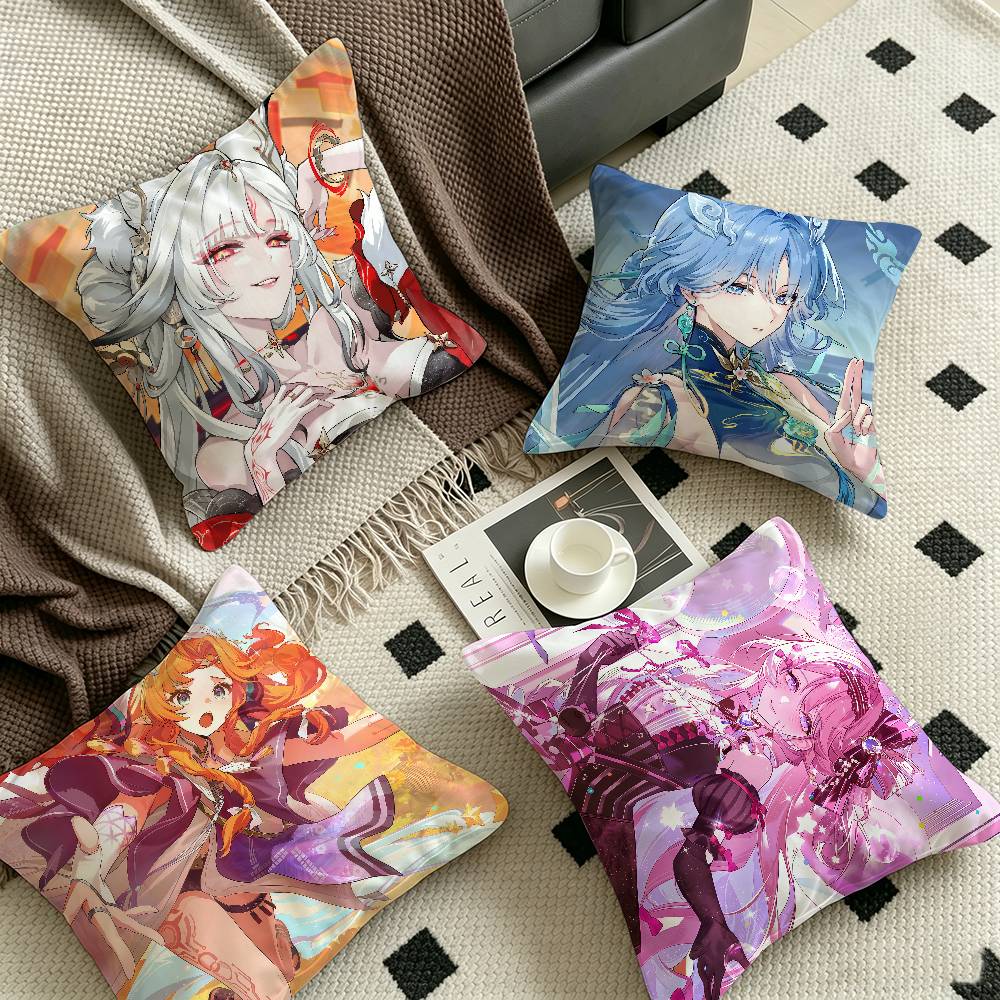 Game Anime Wuthering Waves Pillow Gift Home Office Decoration Bedroom Sofa Car Cushion Cover case x
