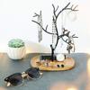 Navaris Tree-Shaped Accessory Stand/Trinket Tray - Multifunctional Bamboo Storage/Display for Watches, Earrings, and Rings - Black