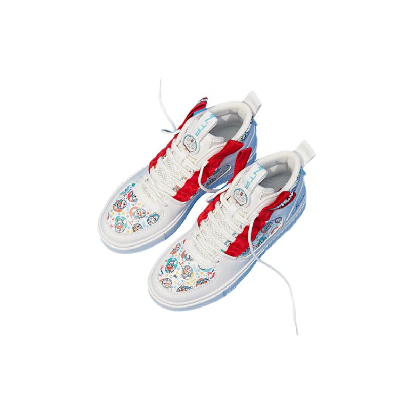 Doraemon X Anta Slip-Resistant Cushioning Wear-Resistant High-Top Skateboard Shoes Women's White Red Sneakers 92938007-10