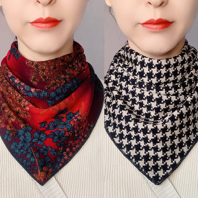 

Женский двухсторонний бархатный хлопковый треугольный шарф в корейском стиле для осени и зимы