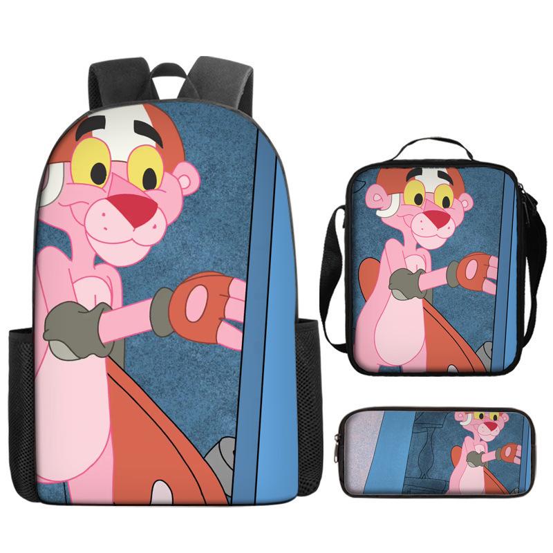 Pantera Rosa Pantera Rosa Pantera Rosa Cartone Animato Zaino Zaino Astuccio Set da Tre Pezzi