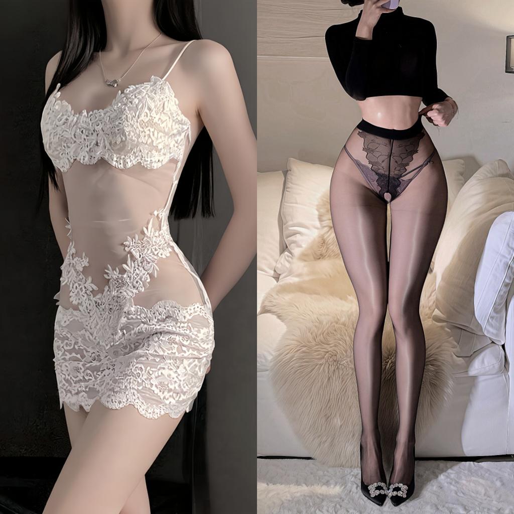 Sex underwear lace transparent sexy nightdress royal sister feeling mesh suspender pajamas women's pure desire wind embroidery summer