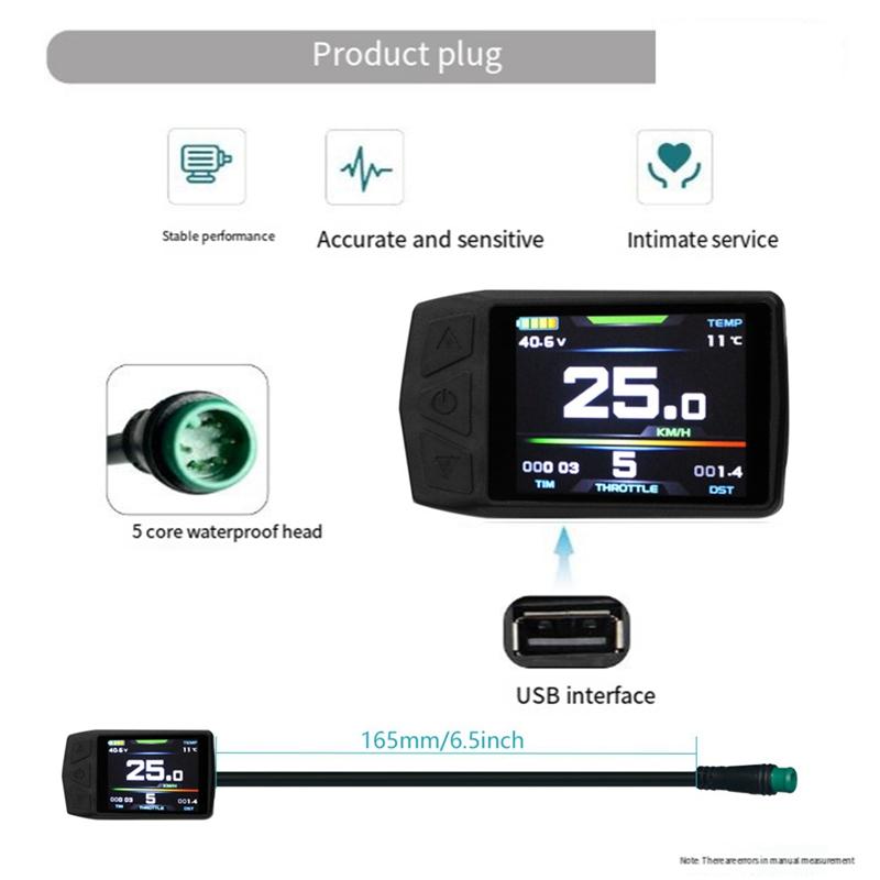Ebike Display For KT TF01U 24V 36V 48V Intelligent Colorful LCD Meter Waterproof Joint Electric Bicycle Meter как