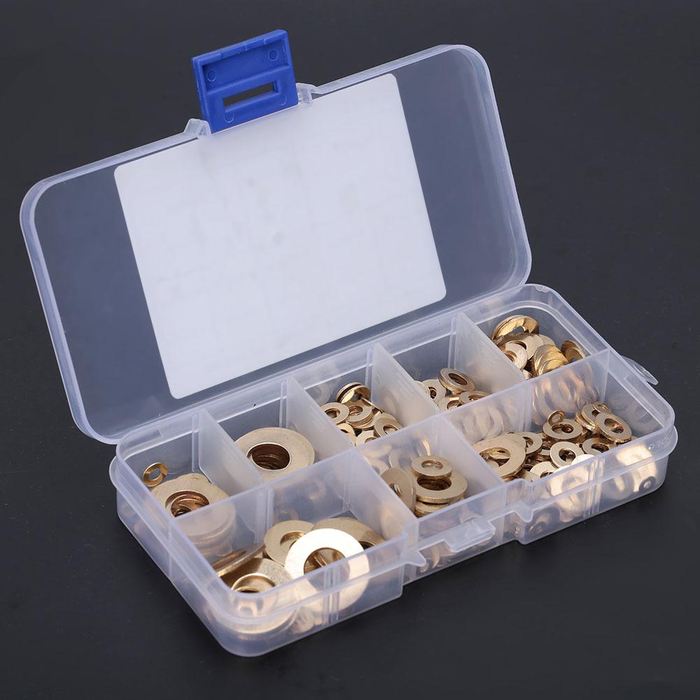 360pcs M2 M2.5 M3 M4 M5 M6 M8 M10 Brass Washer Metal Flat Gasket Ring Kit