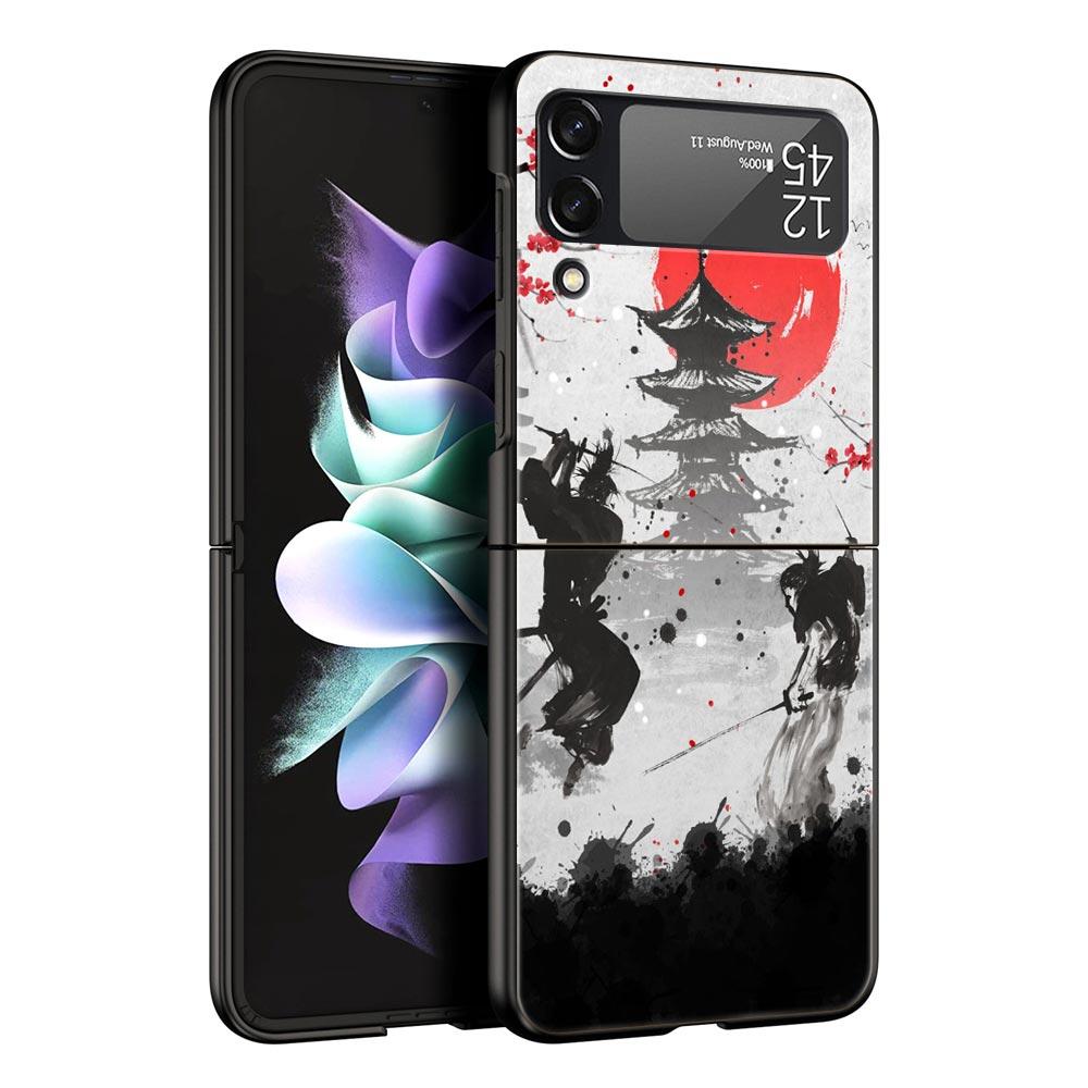 Japanese Bushido Samurai Phone Case for Samsung Galaxy Z Flip 3 4 5 Shell For Samsung Z Flip3 Flip4 Hard PC Fundas Bumper Cover