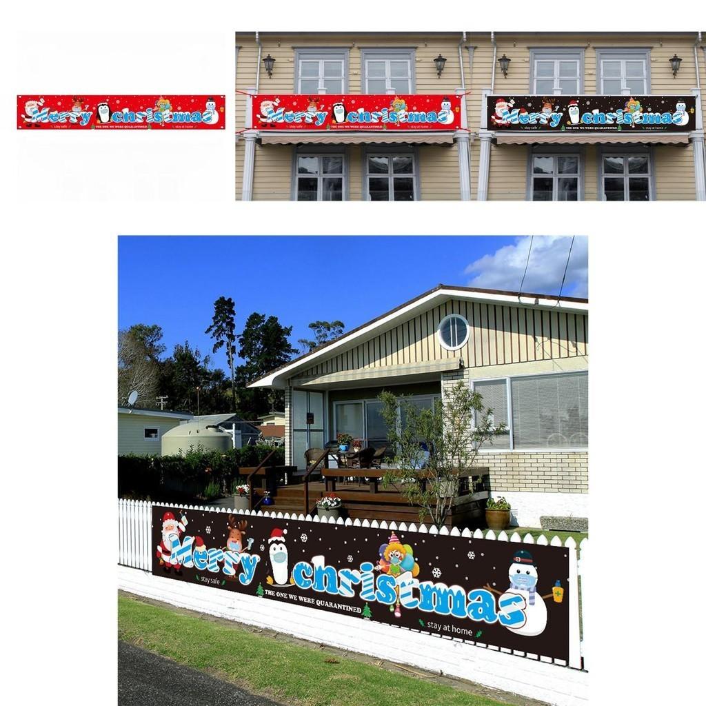 Festive Merry Christmas Banner Santa Claus Quarantine Outdoor Decor For A Joyful Holiday Season