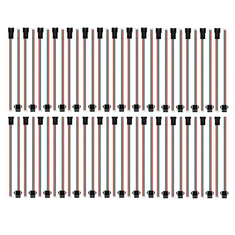 ABKP-Male Female JST SM 3 Pin Connectors(30 Pair) For LED Strip Lights- Works For WS2812B/WS2811/WS2812/WS2814/SK6812 15Cm 22AWG