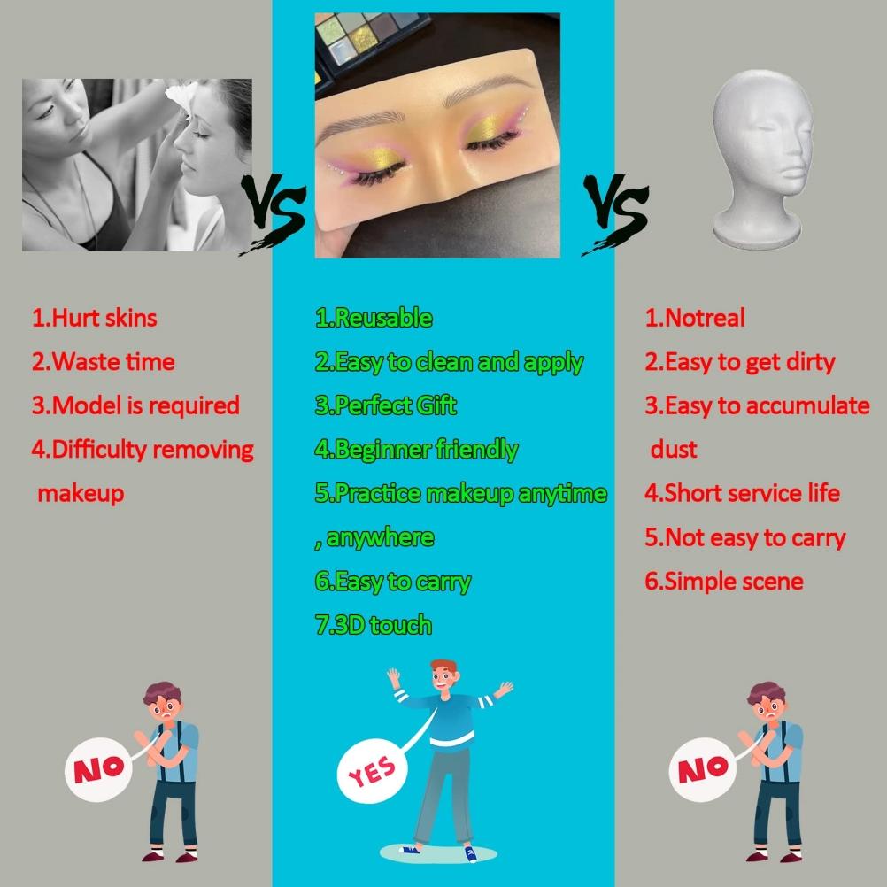 Silikon Gesichts Augen Make-up Übungsbrett Realistisches und Wiederverwendbares Make-up Übungs Training Gesichtsmalerei Make-up Übungsbrett