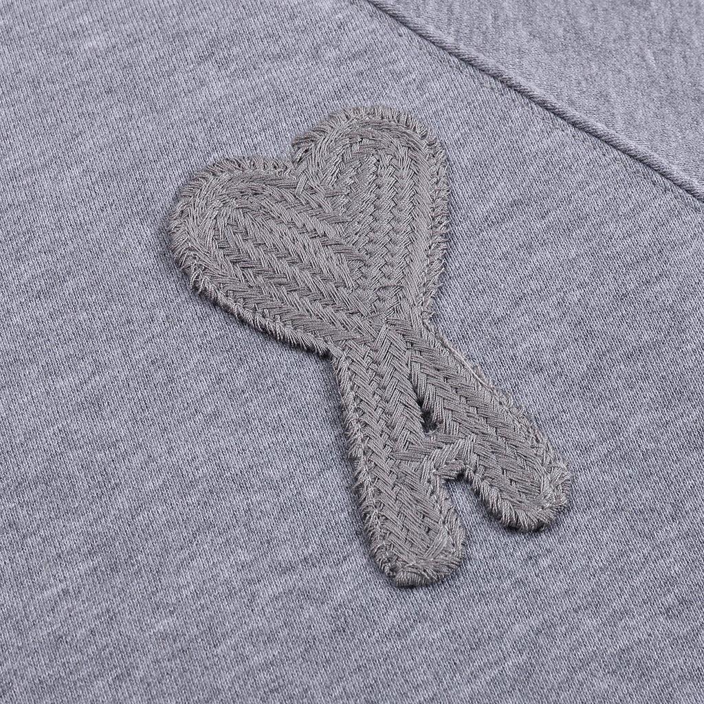 AMI 2025 Podzim/Zima Nová Pletená Mikina s Kapucí s Velkým Logem Vysoké Kvality Bavlna Pánská Mikina s Kapucí