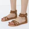 Fashion Metal Rivet Decoration Flat Sandals Women Novelty Woven Cross Tied Zip Designer Shoes Summer Sexy Open Toe Beach Sandals
