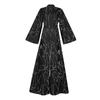 Women's Temperament Elegant Waist Drawstring Long Sleeve Hanging Neck Trousers Printed Jumpsuit