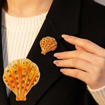 Broche Coquillage Strass Émail Mignon Thème Océanique Insigne Pin Unisexe pour Décoration de Sac à Dos d'Étudiant Cadeaux de Remise de Diplôme