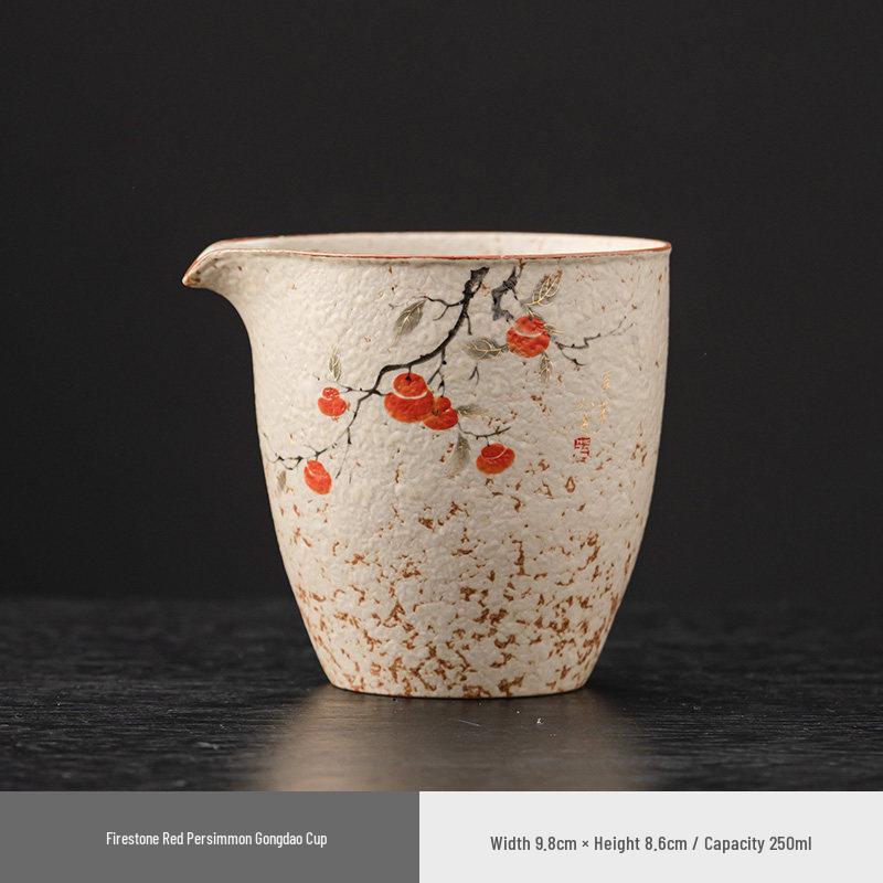 Luxurious Flint Red Xishi Gaiwan Tea Set with Handle, Lid, Filter Net, and Gong Dao Bei for Kung Fu Tea Ceremony