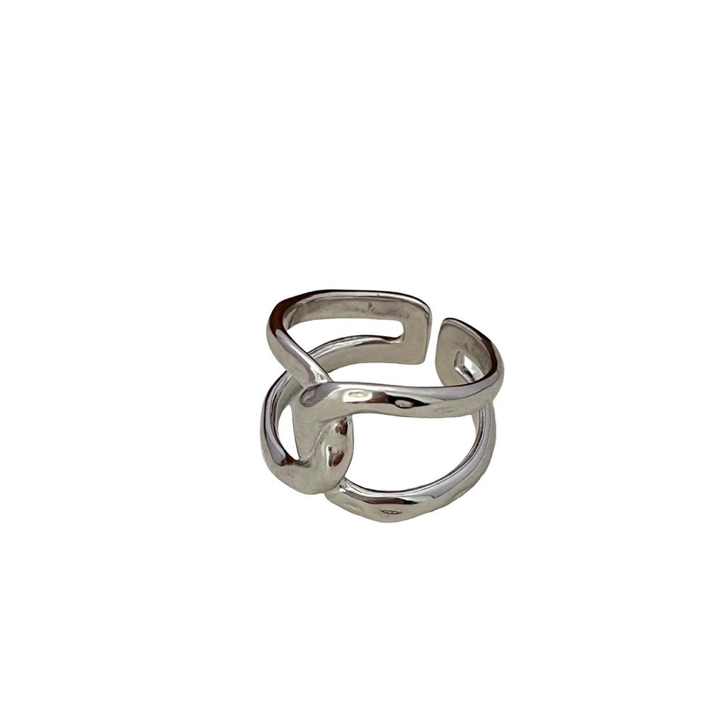 Doppelring Verflochtenes Knoten Geometrisch Minimalistisch Fingerring