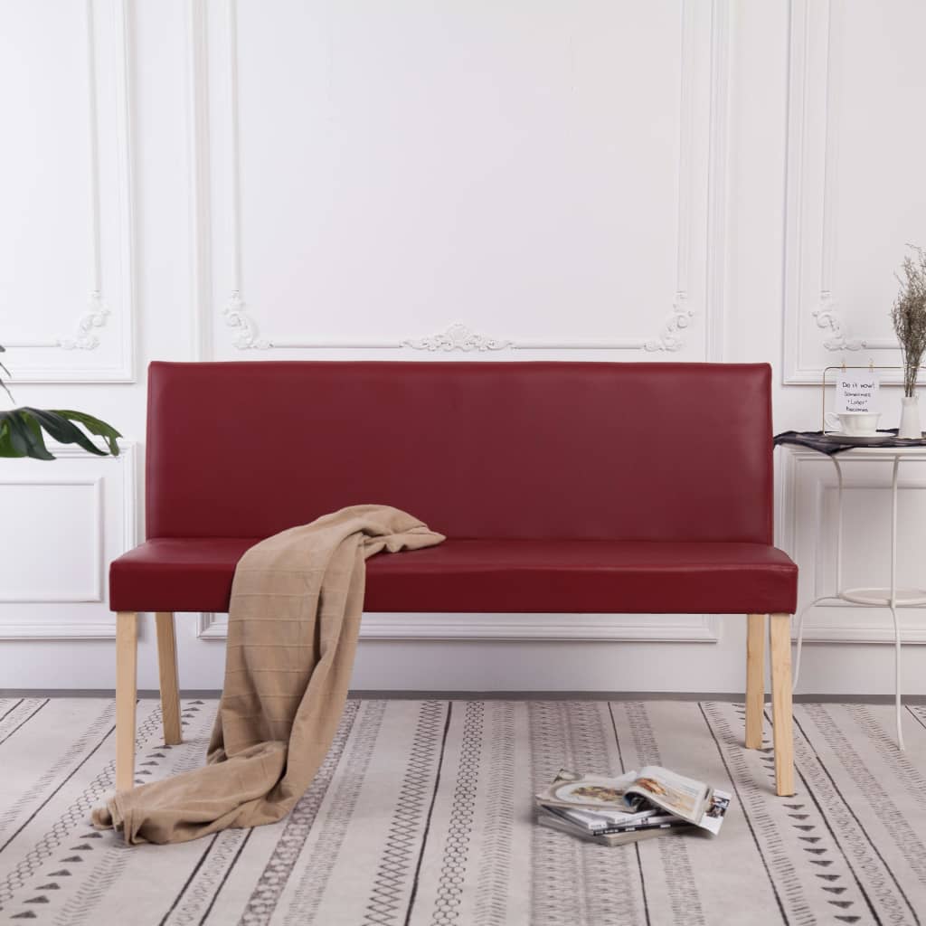Bench 139.5 cm Burgundy Artificial Leather
