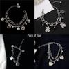 Dark Alloy Double Layer Bracelet with Heart, Little Bear, and Cross Pendants