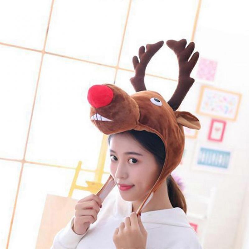 Cute Elk Deer Hat Elk Design Headgear Hat Plush Toy Stuffed Toy Photography Prop Headgear Hat Festival Party Photo Props
