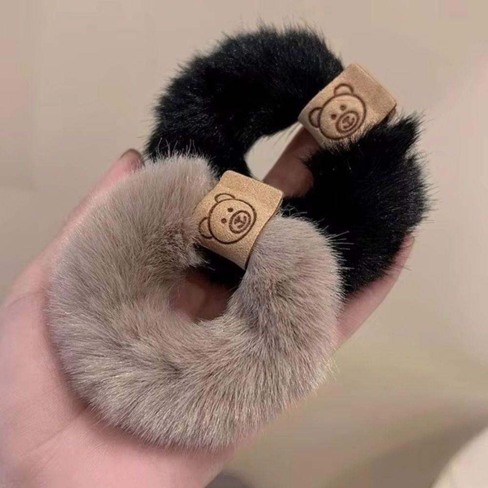Korean Style Hair Rope Bear Ponytail Headband Fashion Plush Hair Band