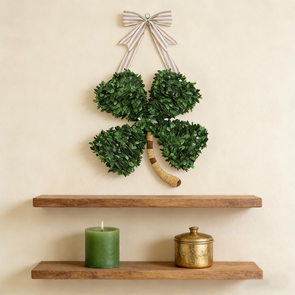 St. Patrick's Day Wreath With Four-Leaf Clover Wooden Wall Door Ornament Hanging Hanger Fireplace 2026 Arrangement Decorati Y5U2