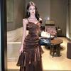 Premium Leichter Luxus Bar Mitzvah Geburtstagsparty Kleid Kleid Retro Urlaub Rüschenrand Trägerkleid