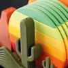 Yousheng 1/2 Sets Desert Sunset Coaster Kit 3D Printed 4-In-1 Multifunctional Kitchen Tools with Cactus Toothpick Holder Mountain Shakers Solar Bottle