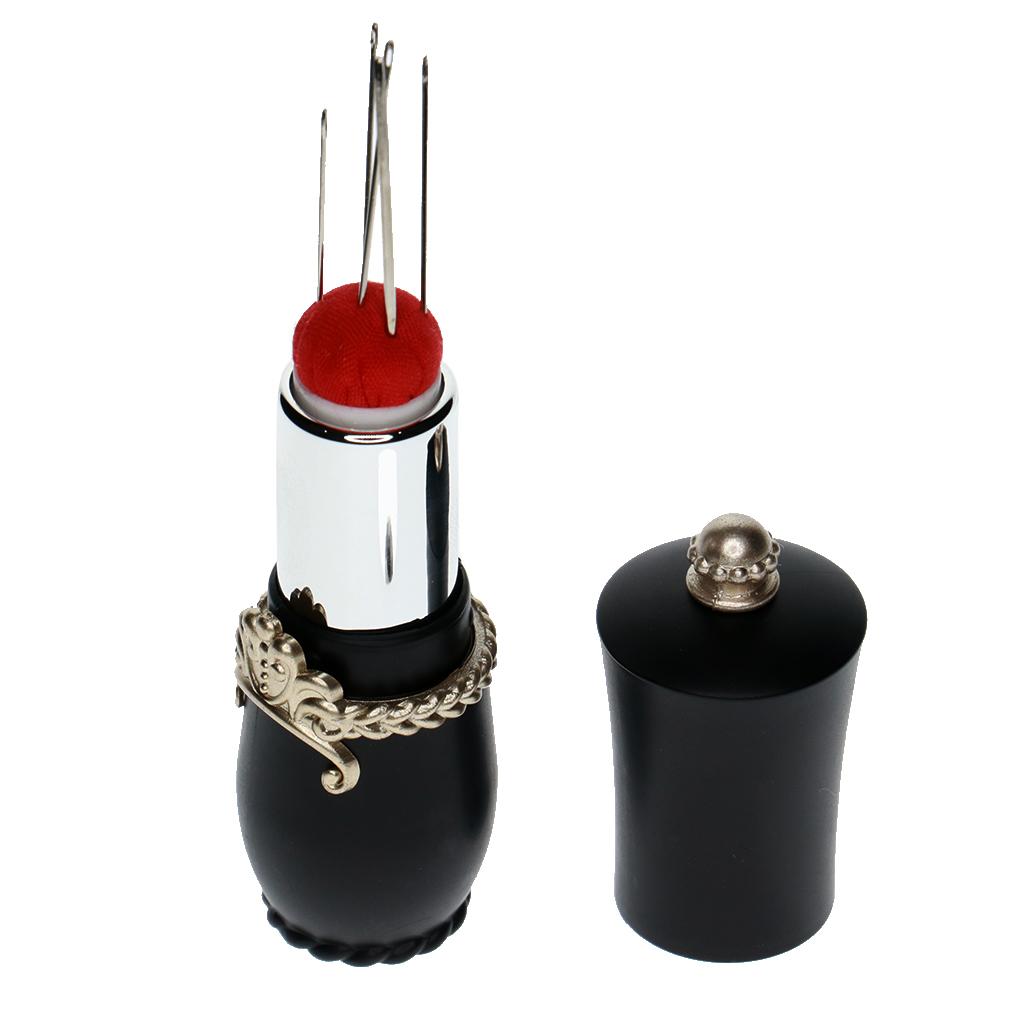 

Plastic Lipstick Style Pin Cushion Holder with Sewing Accessories Organizer Decorative Craft Tool for Sewing Projects