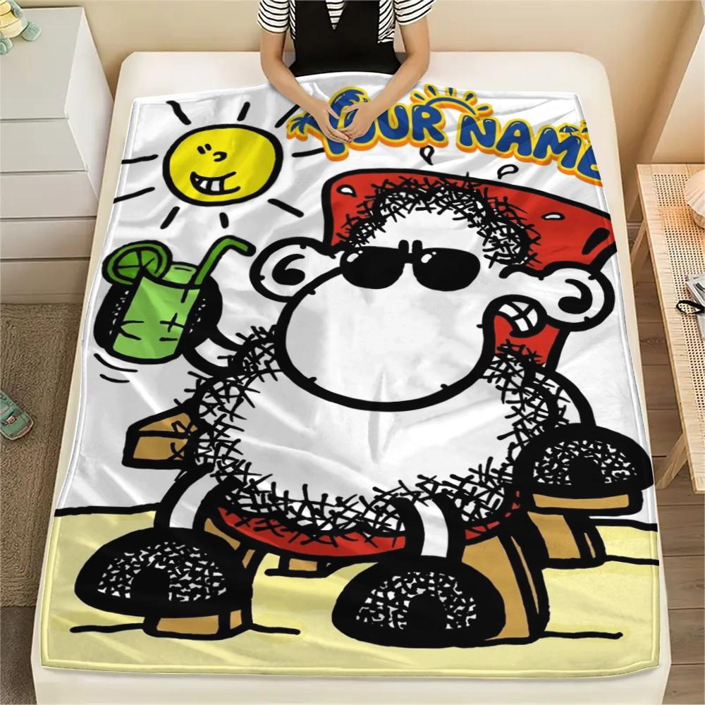 1PC Custom Name sheepworld Patterned Flannel Blanket Suitable For All Seasons for Home Decor Warmth and Comfort Gifts Holiday Present