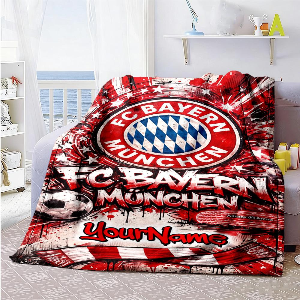 Fc Bayern München 41 Customize Your Name Blanket Throw Personalized Blanket Soft & Cozy Versatile for Chair Livingroom Picnics Living Room