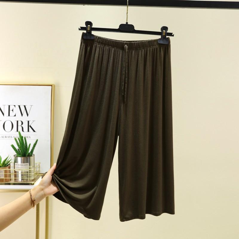Women's Plus Size 6XL Modal Pant Calf-length Summer Wide Leg Pants Drawstring Short Pants Casual Homewear Pants