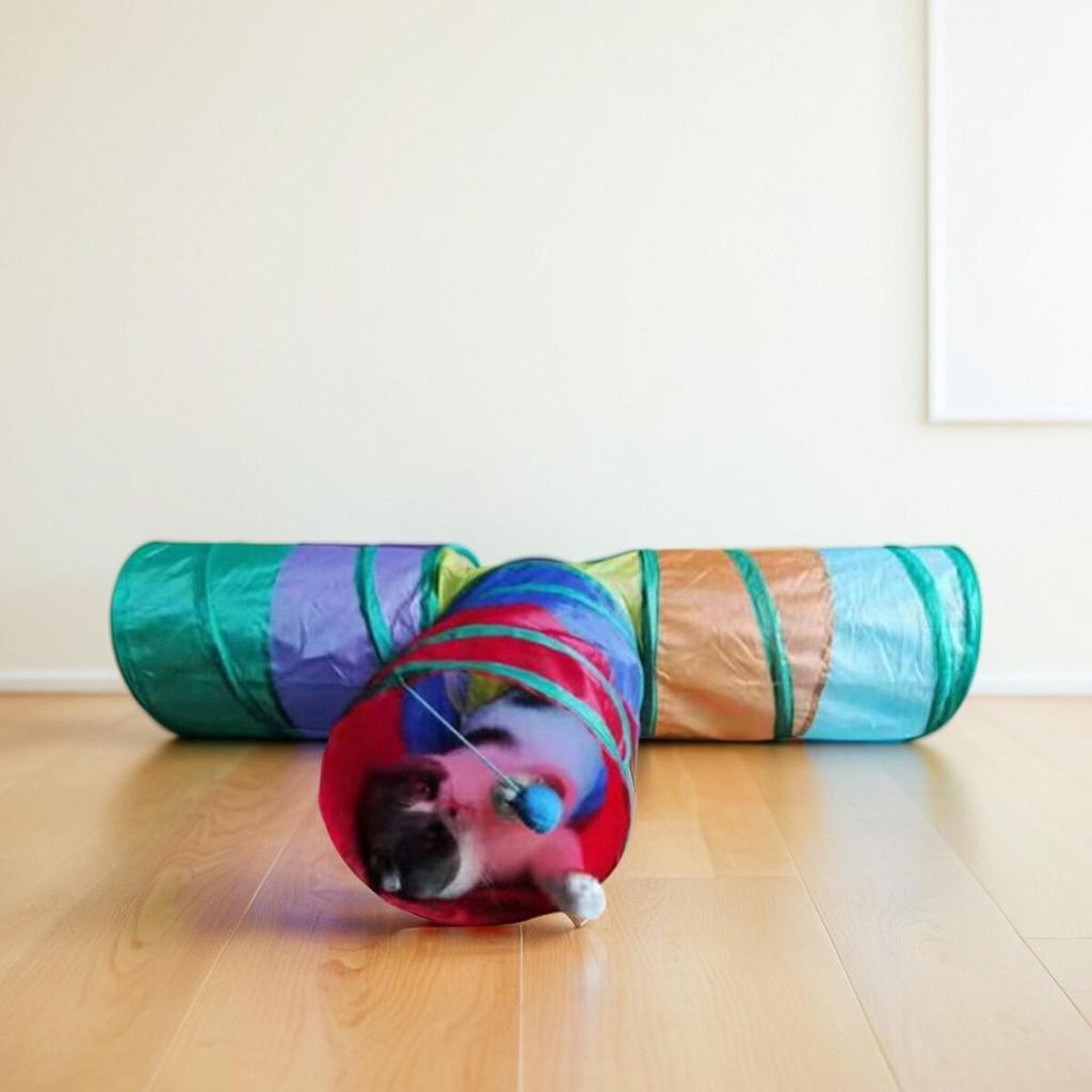 Hot Selling Rainbow Cat Tunnel: Three-Way Self-Play Toy for Boredom Relief and Cozy Cat Bed