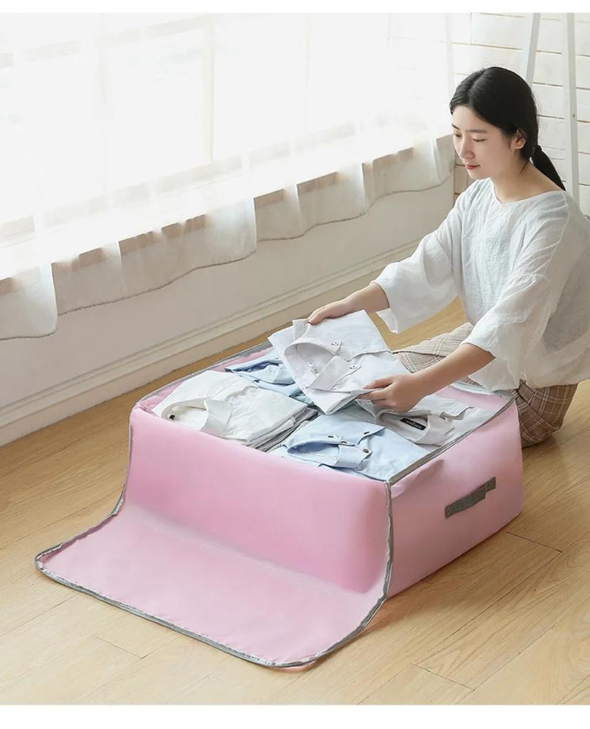Closet Organizer Simple Pure Color Wrap Clutter Storage Bag Zip Lock Plastic Bag Luggage Organizer Oxford Quilt Storage Bag
