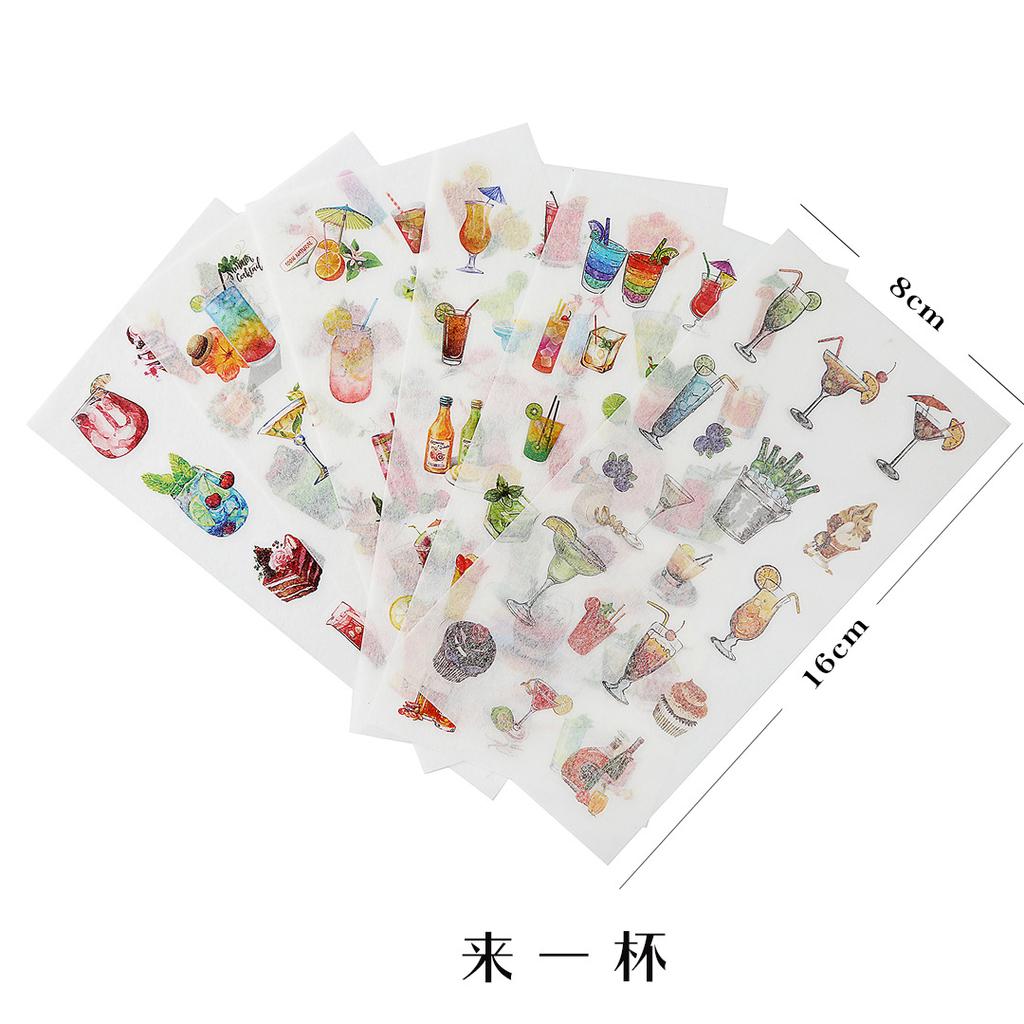 6 Sheet Cartoon Green Plant Sticker Kawaii Transparent Diy Diary Decorative Masking Stickers Scrapbook Stationery Student Gift