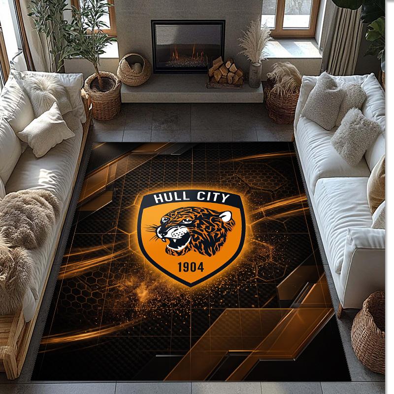 Tappeto in Velluto di Cristallo con Stampa Calcio Hull City, Comodo Assorbente d'Acqua Antiscivolo Tappeto per Pavimento Interno