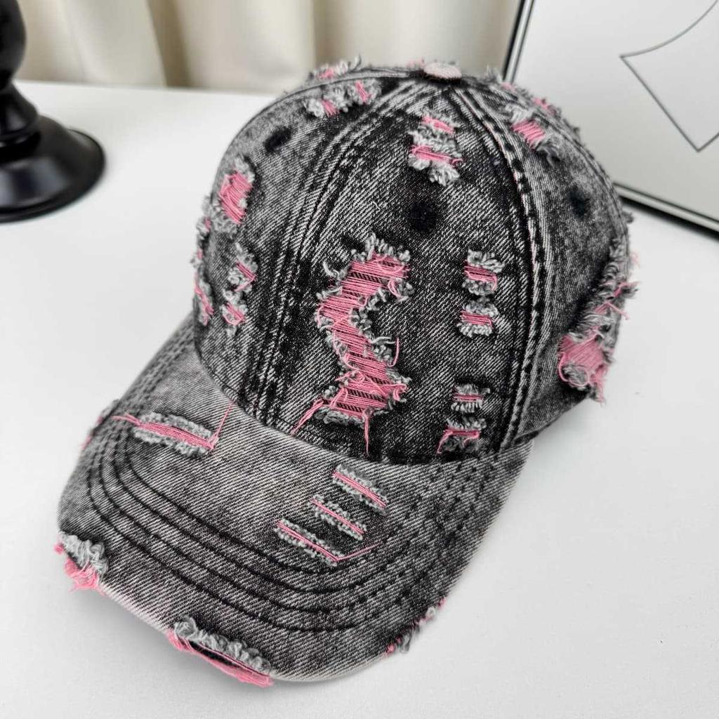 Retro Denim Perforated Baseball Cap Breathable Duck Sun-Shading Spring Summer Unisex Brushed Color
