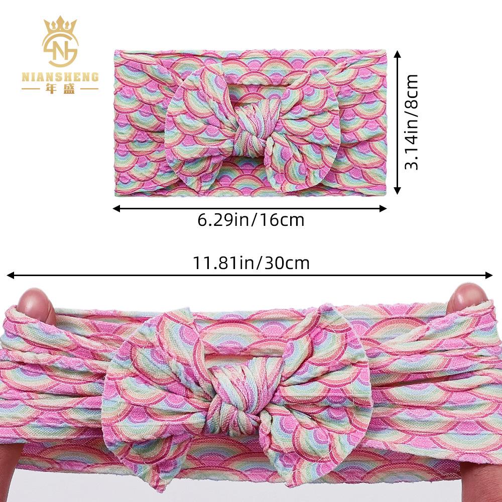 Frühlings-Jacquard Doppelreihiges Nylon-Stirnband mit bedruckter Schleife für Babys