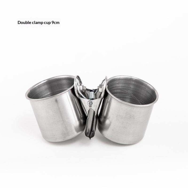 Hanging Cage Bowl For Pet Birds Anti-Turnover Stainless Steel Feeding Food Drinking Feeder Dish Clamp-On Water Drinker Cage Cup