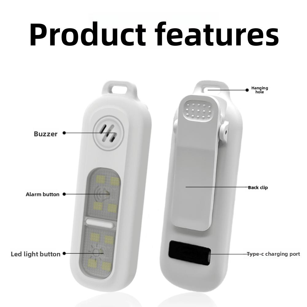 LED-Licht Sicherer Ton Persönlicher Alarm mit Rückenclip Tragbarer Alarm Schlüsselanhänger Geschenk