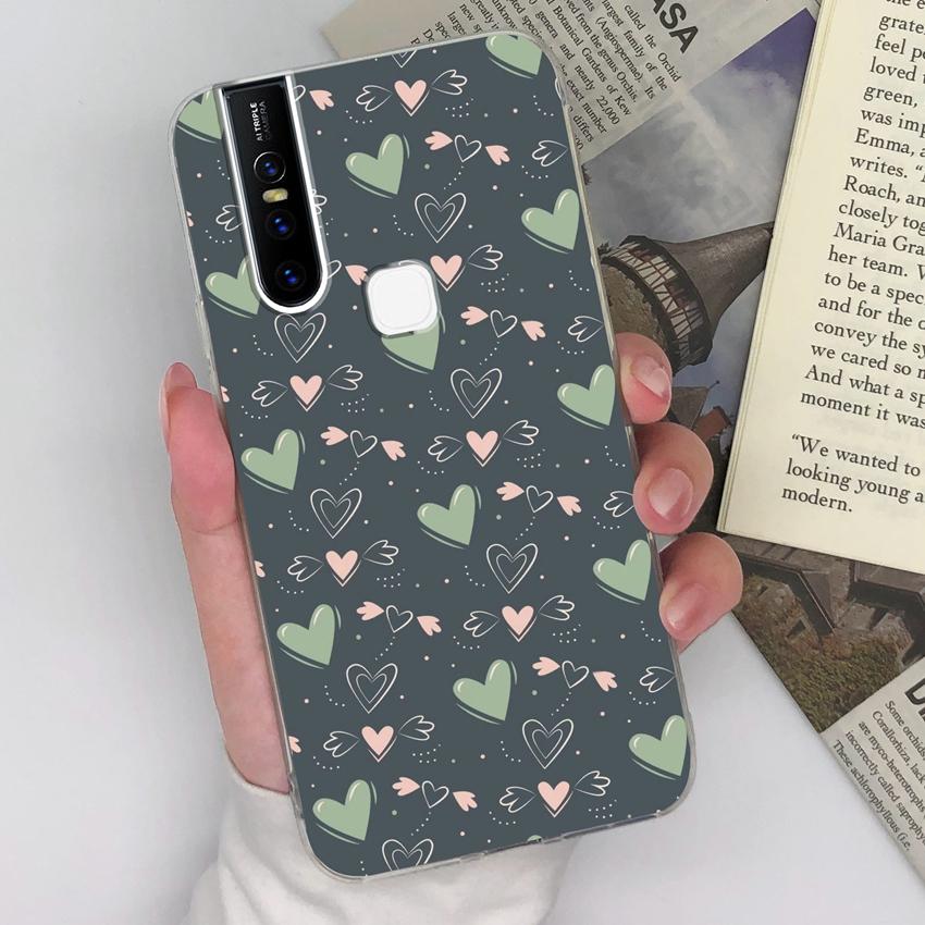 Pro Vivo V15 V19 V20 V21 V27 U20 S15 Pouzdro na telefon Barevné vzory srdíček Odolné proti nárazům Silikonové Měkké Průhledný Zadní kryt Pro pouzdro na mobil Vivo