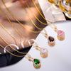 Colorful Zircon Water Drop Pendant Necklaces for Women Girls Stainless Steel Chain Simple Trendy Jewelry Accessories Gifts