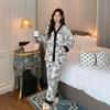 Women's Ink Wash Fleece Pajamas Set - Autumn/Winter, Medium-Thick, Plus Size, Chinese Style