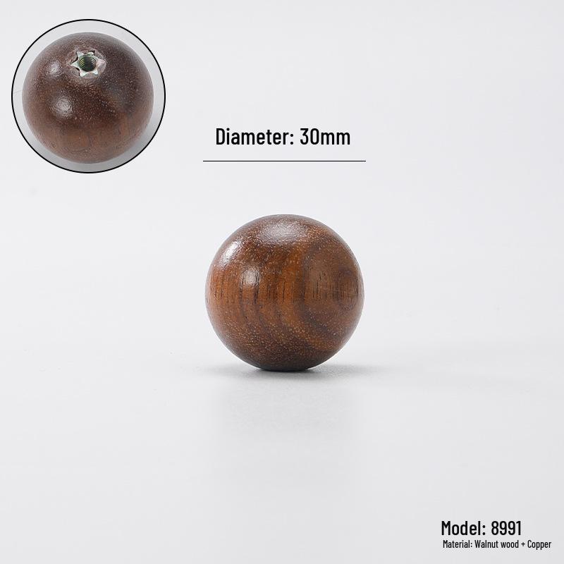 Black Walnut Wood Wardrobe Drawer Pulls - Solid Wood Handles for Children's Cabinet, Japanese Simple Light Luxury Design