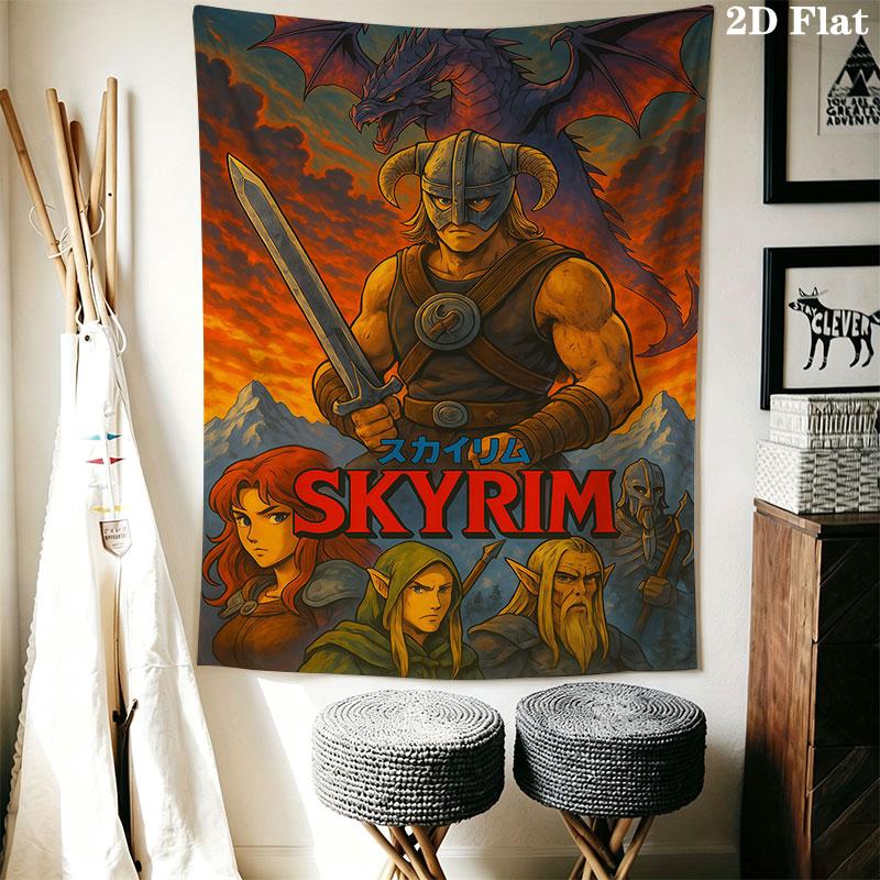 The Elder Scrolls Wall Hanging Printed Fabric Blanket Decorative Tapestries for Bedroom Living Room Home Decor