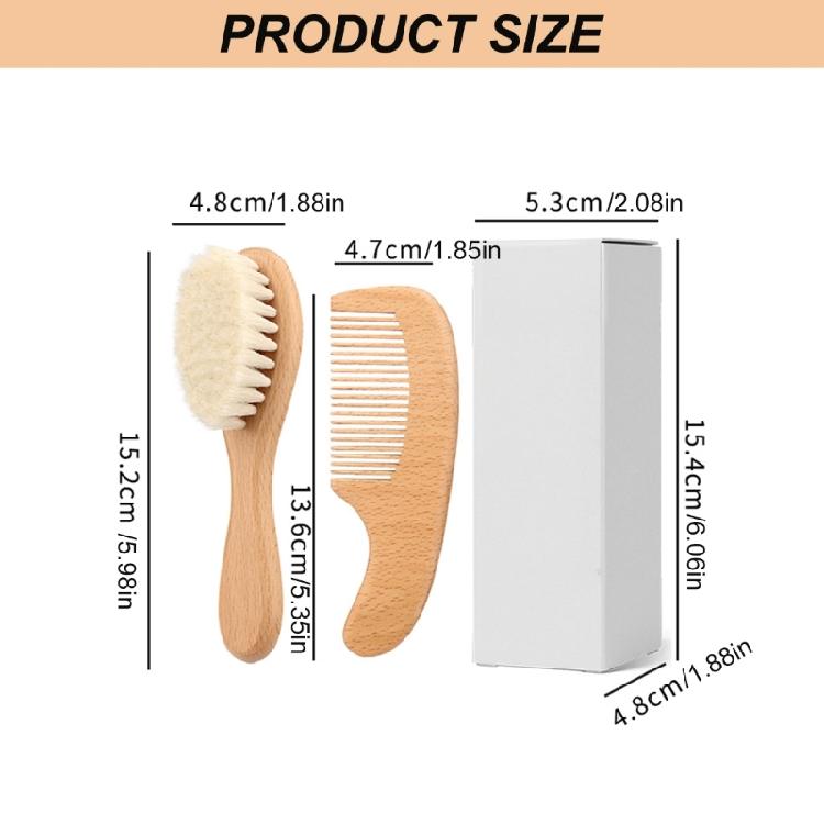 Multipurpose Infant Hair Care Kit Featuring Soft Wool Brush And Sturdy Wooden Comb For Relaxing Massage