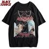 Black Source  ANIME MANGA VINTAGE WASH UNISEX TSHIRT  Octopus Men Harajuku TShirt Japanese Style