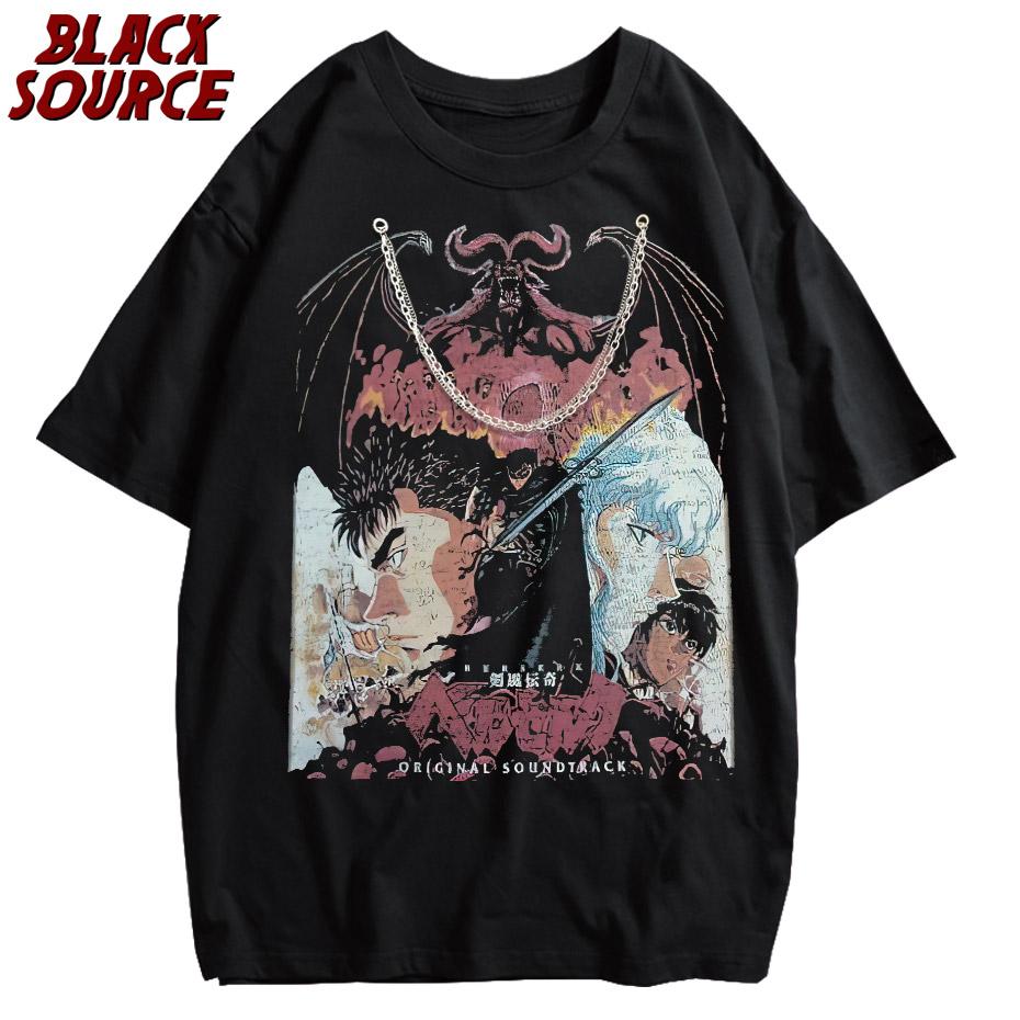 Black Source ANIME MANGA VINTAGE WASH UNISEX TSHIRT Octopus Men Harajuku TShirt Japanese Style