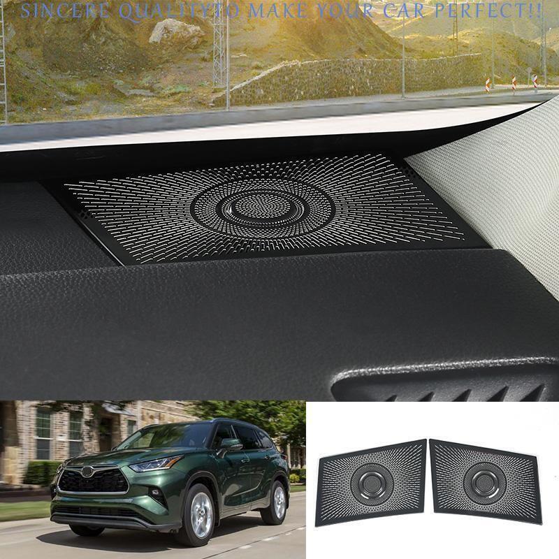 Black Titanium Dash L&R Speaker Audio Frame 2PCS For Toyota Highlander 2020-2024