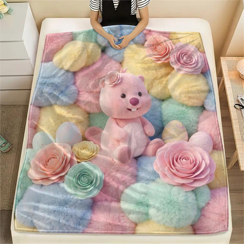 1Pc Loopy Print Flannel Blanket, High Quality Comfortable for All Seasons, Home Decor, Warmth and Comfort, Perfect for Christmas Gifts