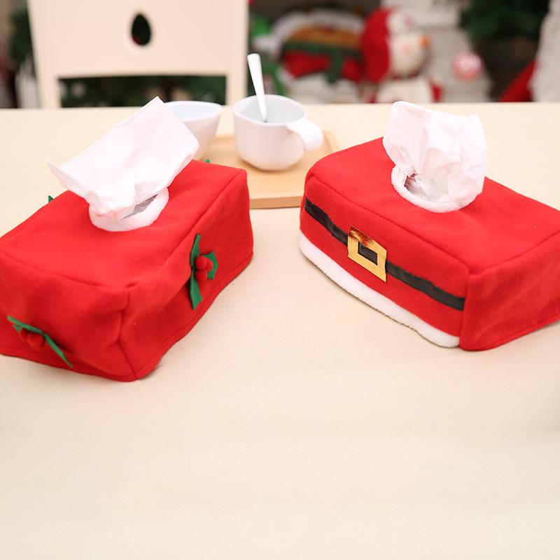 Christmas Tissue Box Cover Red Berries Leaves Belt Napkin Holder Case Decor Xmas